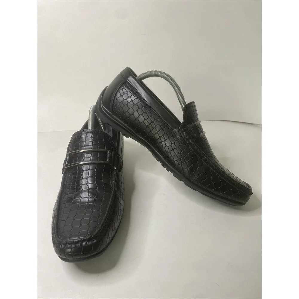 STACY ADAMS Black Driving Mocs Slip On Loafer Casual Dress Shoes Mens‎ 10M GREAT